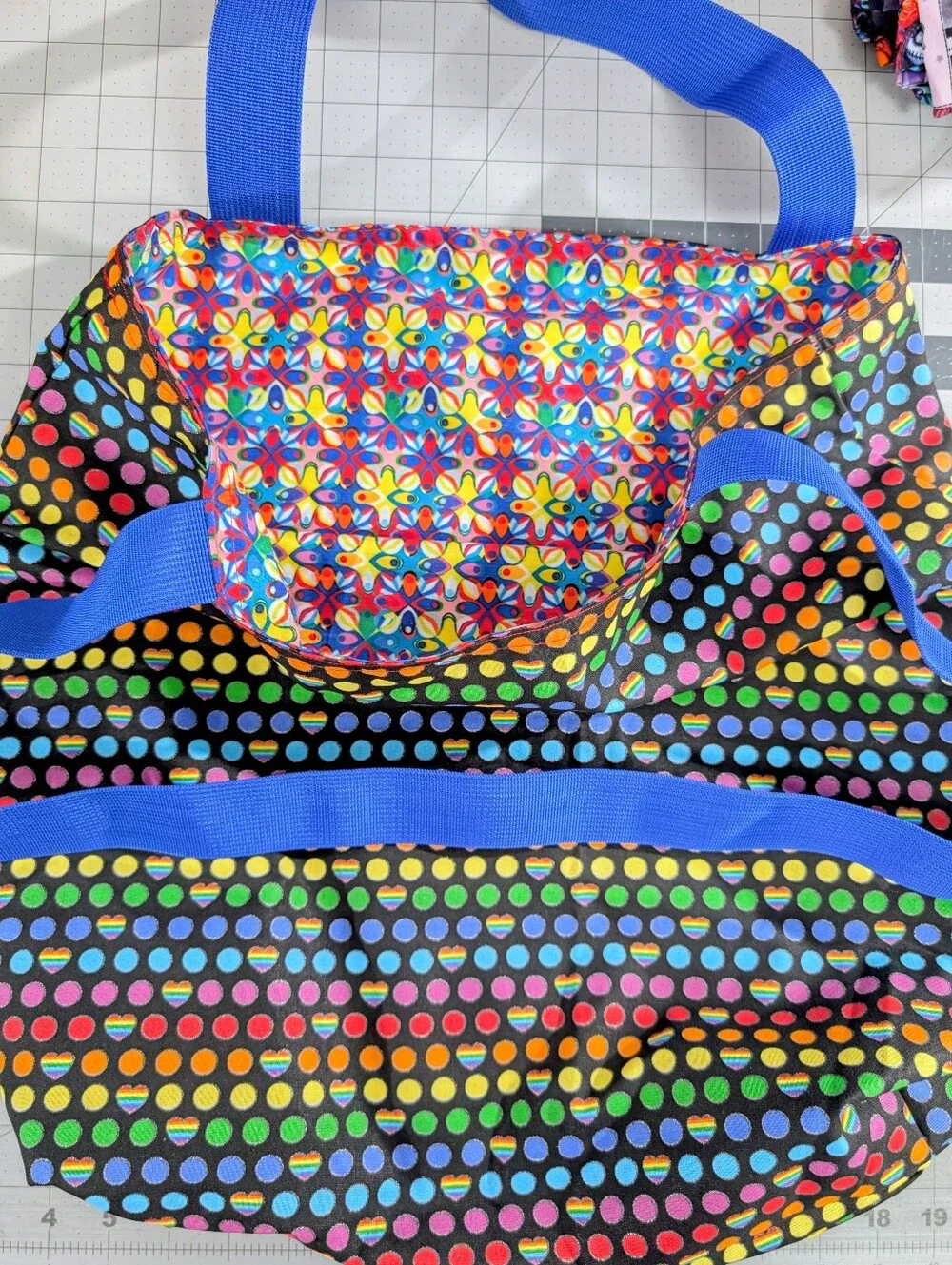 Pride, Hearts, Rainbow, Large Reversible, Reusable Tote Bag